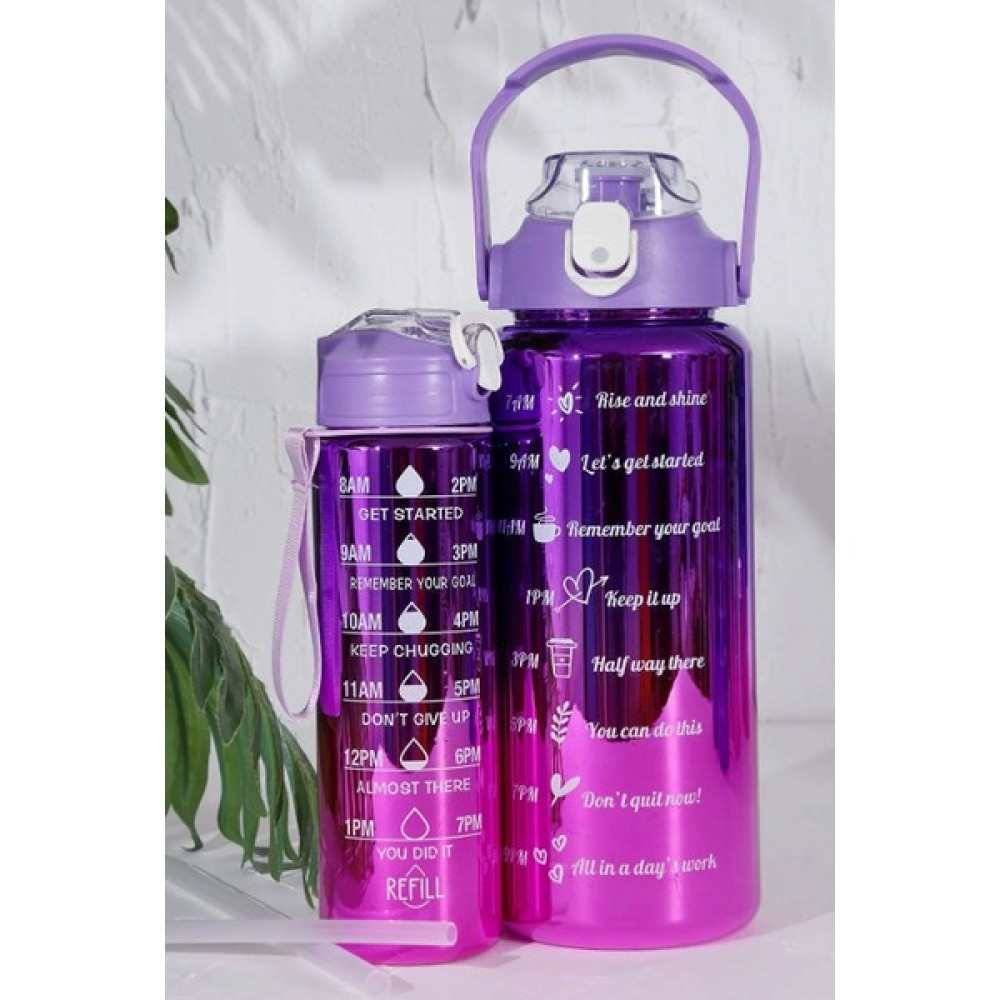 Morlimon 2'li Premium Motivasyonel Su Matarası Su Şişesi Mor 2 Lt + 750 ml Suluk Fiyatı