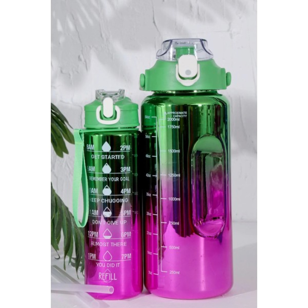 Morlimon 2'li Premium Motivasyonel Su Matarası Su Şişesi Yeşil 2 Lt + 750 ml Suluk Fiyatı