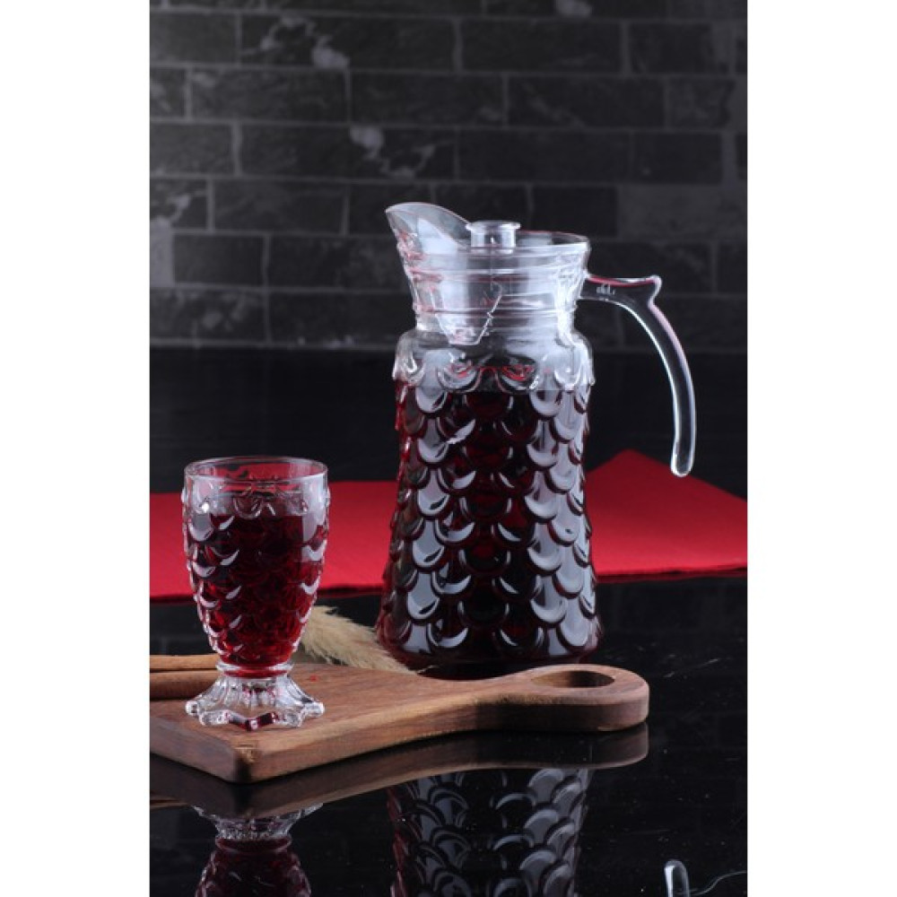 Morlimon Jinelza Kapaklı Cam Su Sürahi Seti - 1700 ml - Şeffaf - 1750 ml Sürahi Fiyatı