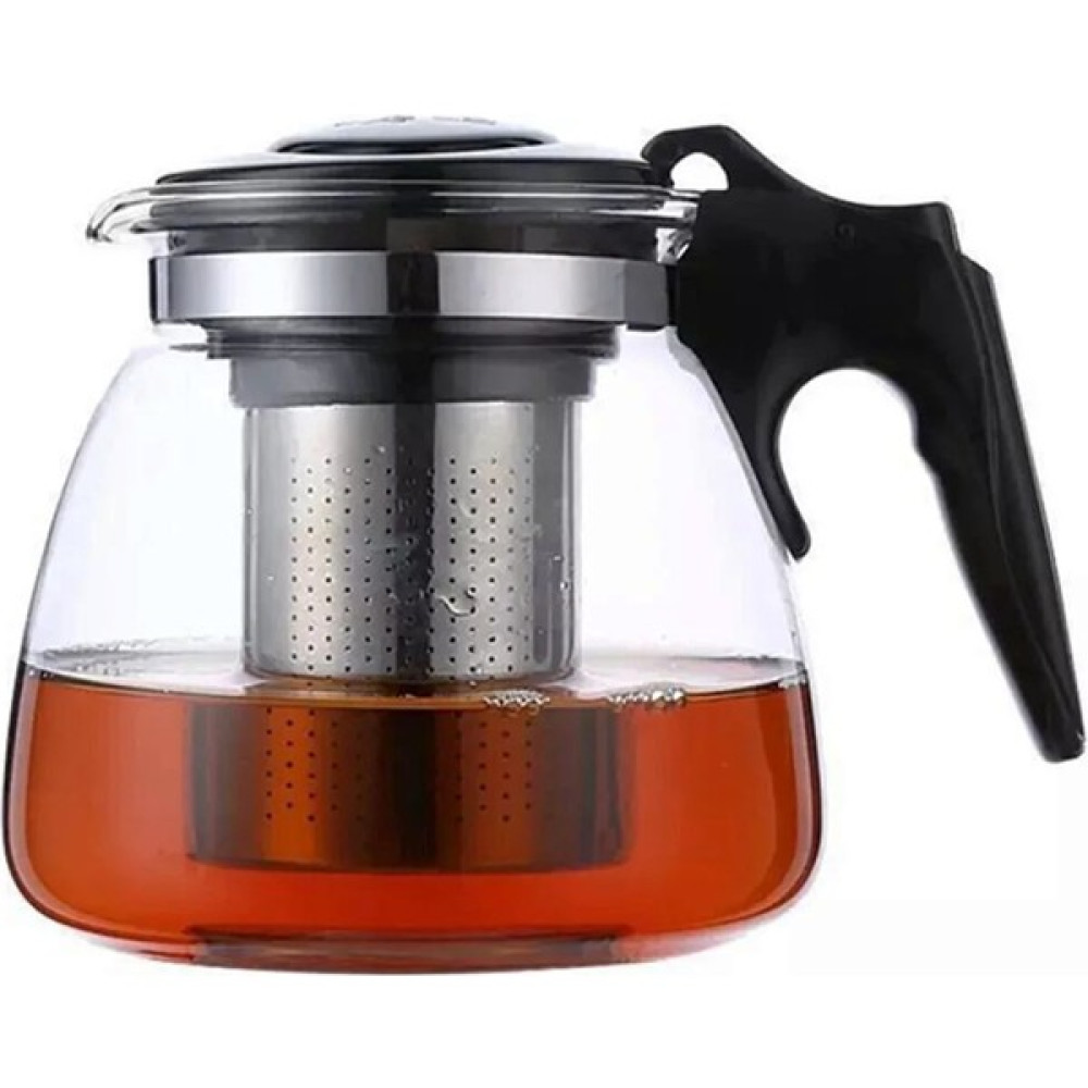 Morlimon Siyah Süzgeçli Cam Demlik 1100 ml Çay / Çaydanlık Setleri Fiyatı
