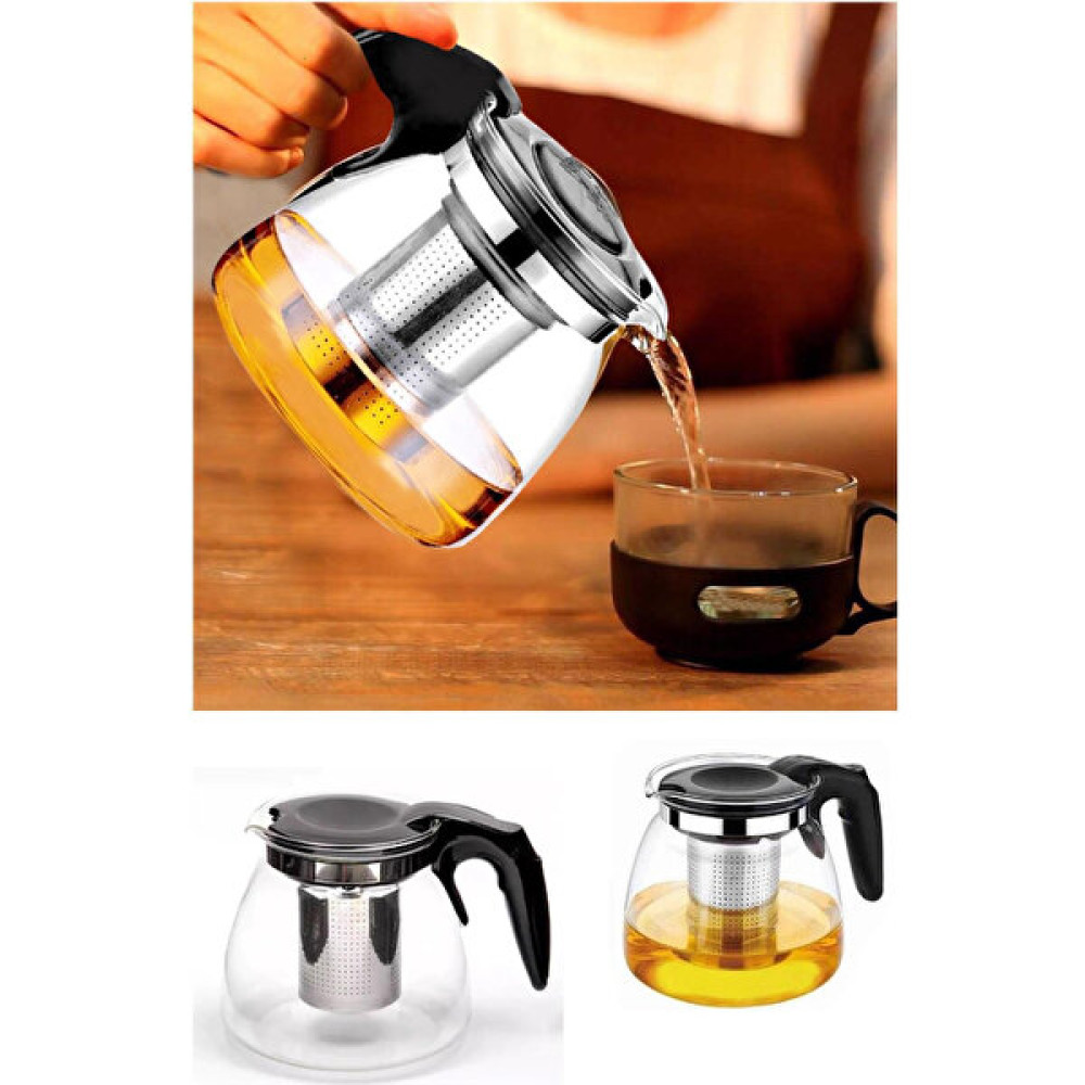 Morlimon Siyah Süzgeçli Cam Demlik 900 ml Çay / Çaydanlık Setleri Fiyatı