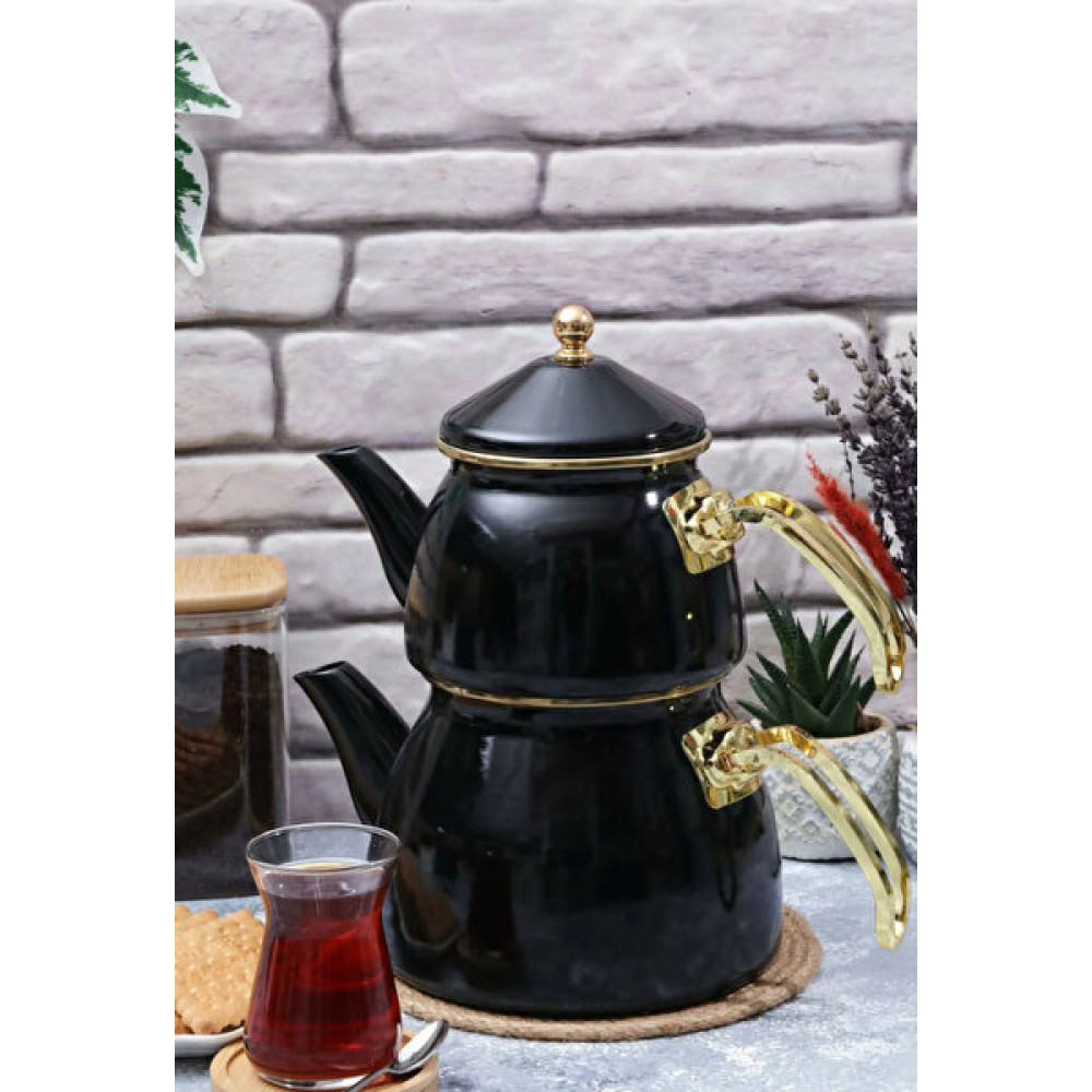 Morlimon Thor Emaye Çaydanlık Takımı 3.1 Lt - Siyah Çay / Çaydanlık Setleri Fiyatı