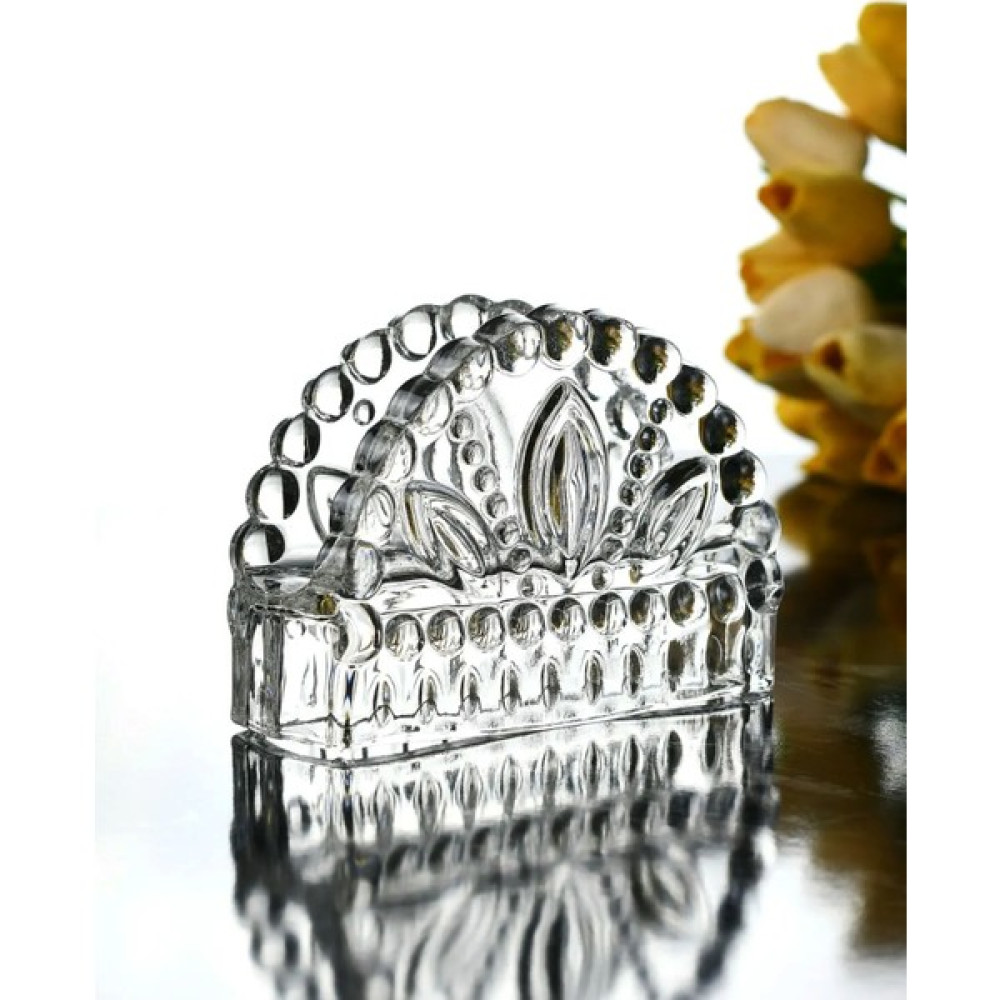 Morlimon Yaprak Damgalı Kristal Cam Peçetelik - Şeffaf - 12 x 10 cm Masa Örtüsü Fiyatı
