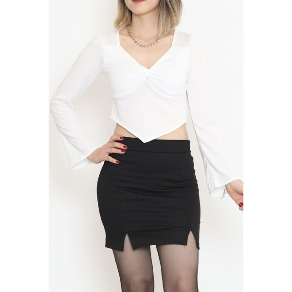 Morn Line Ön Dekolteli Bluz Beyaz - 12544.631. Bluz Fiyatı