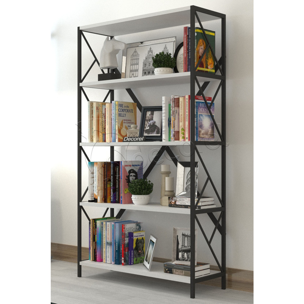 Morpanya Dekoratif 5 Raflı Kitaplık Geniş Metal Kitaplık Dosya Kitap Rafı Ofis Salon Raf 90x180cm Siyah Beyaz Kitaplık Fiyatı