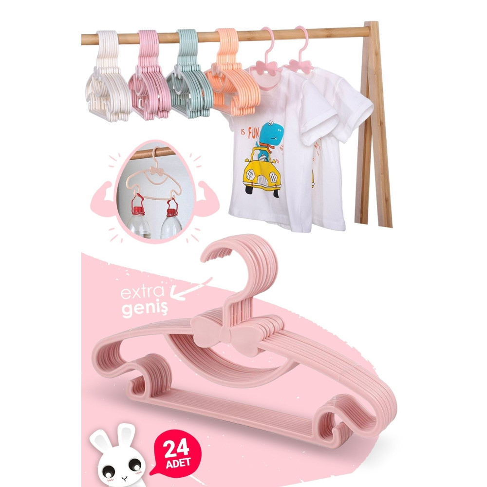 Morpanya Sweet 24 Adet Pembe Bebek Elbise Askısı Fiyonklu Bebek Çocuk Kıyafet Askısı Çocuk Elbise Askısı Ev & Dekorasyon Aksesuarları Fiyatı