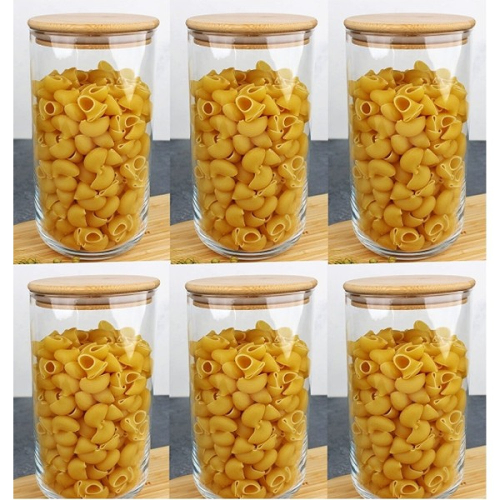 Morponi 6'lı Bambu Kapaklı Cam Erzak Kavanozu 1400 ml Saklama Kapları Fiyatı