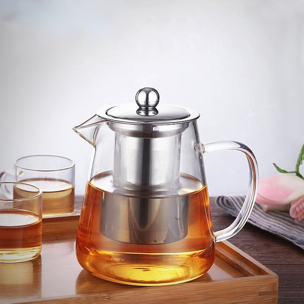 Morponi Borosilikat Cam Çelik Süzgeçli ve Kapaklı Oval Tasarım Çay & Kahve Demliği 895 ml Çay / Çaydanlık Setleri Fiyatı