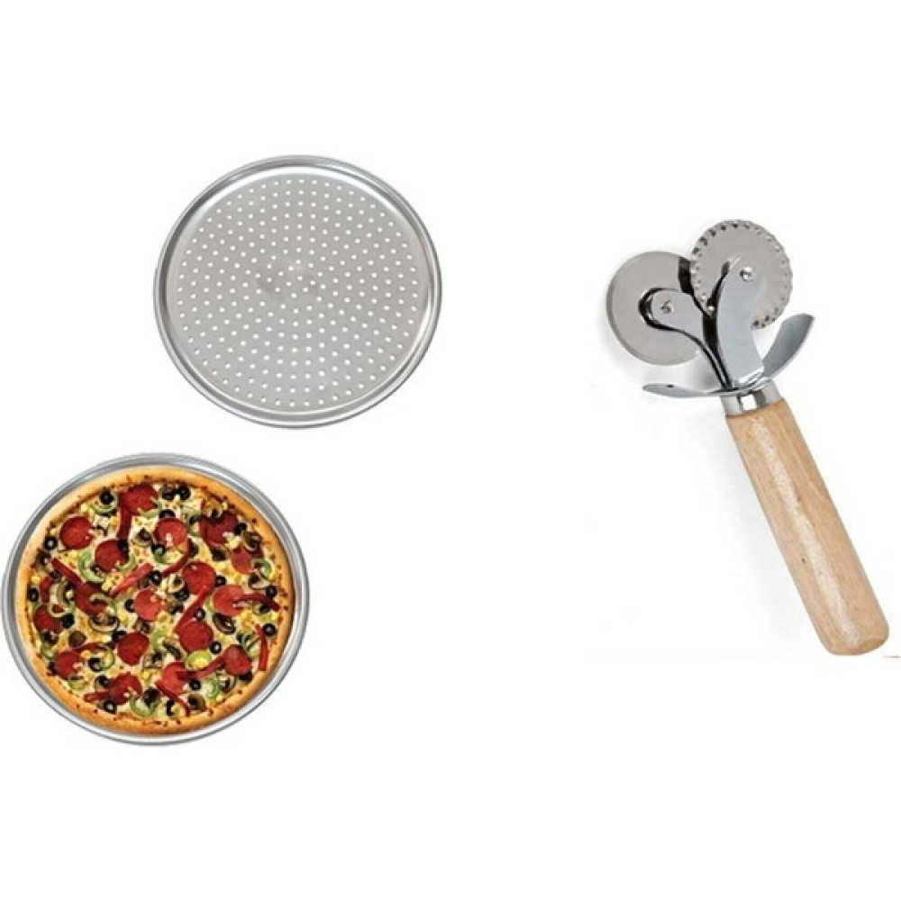 Morponi Paslanmaz Çelik 2 Adet Pizza Tepsisi 32 cm & Pizza Ruleti Servis Tepsisi Fiyatı