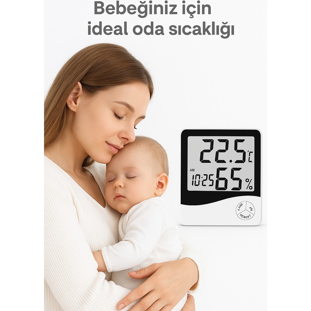 Morport Bebek Oda Termometresi I Dijital Oda Termometresi I Derece Termometre Isı Nem Saat Alarm Mini Diğer Fiyatı