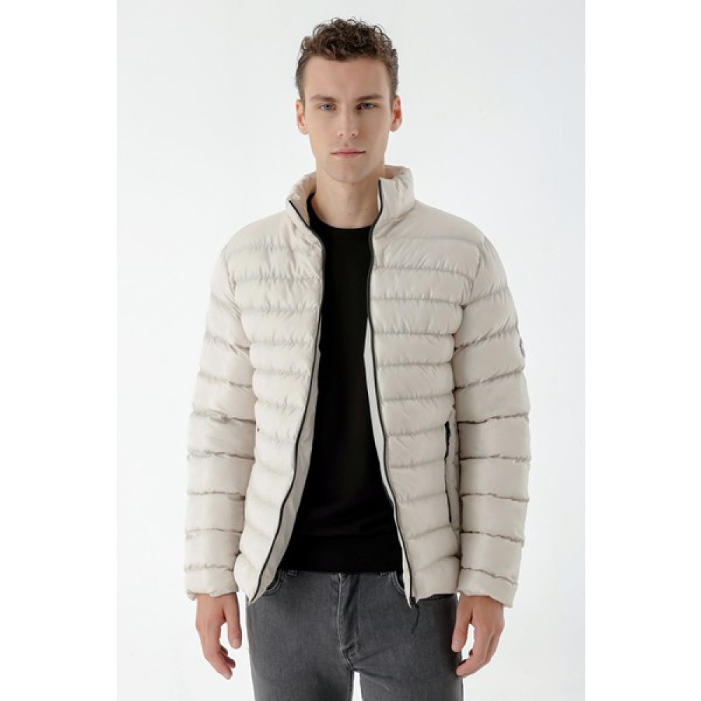 Morven Erkek Kremrengi Edmonton Slim Fit Dar Kesim Kısa Kapitone Mont Erkek Mont Fiyatı