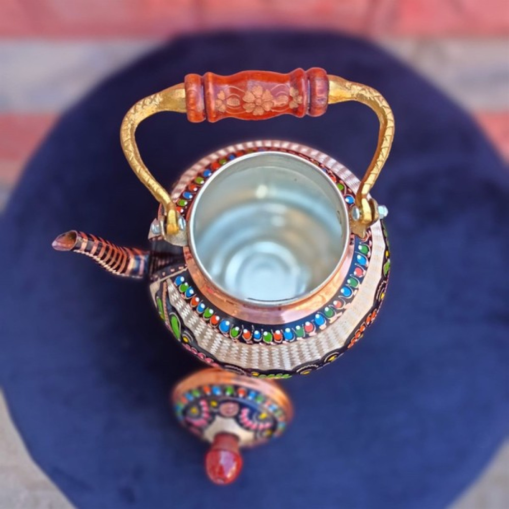 Morya Bakır Gül Bitki Çayı Demliği Orta Boy Çiçek İşlemeli Çay / Çaydanlık Setleri Fiyatı