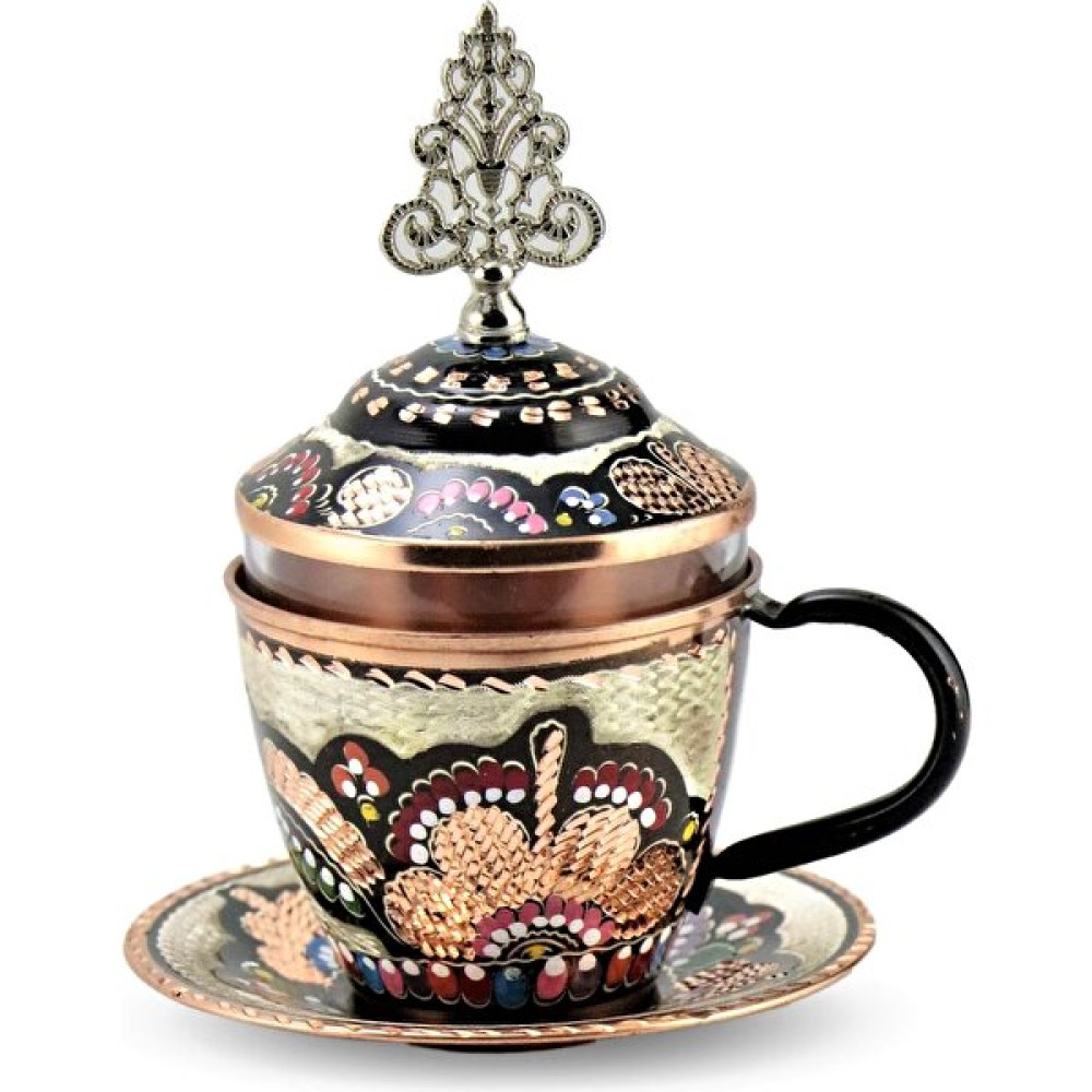 Morya Bakır Gül Çiçek Neskafe ve Çay Bardağı Fincan / Bardak / Kahve Takımı Fiyatı