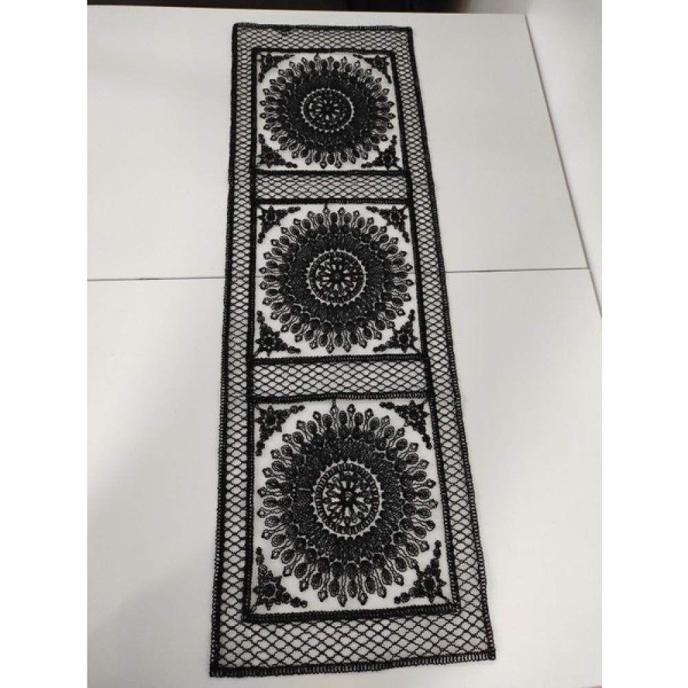 Morza Home Runner Kumaş Kare (36X110CM) Siyah - 35 x 110 cm Masa Örtüsü Fiyatı