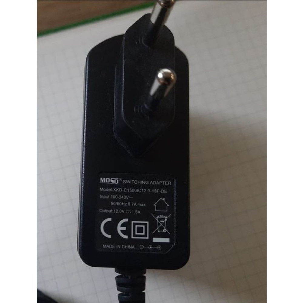 Moso XKD-C1500IC12.0-18F-DE 12 Volt 1.5 Amper 5.5x2.5mm Uçlu Plastik Kasa Priz Tipi Adaptör Elektrikli El Aletleri Fiyatı