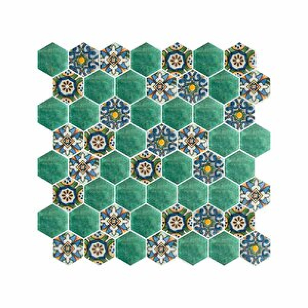 Mossaica Hexagon Dijital Baskılı Cam Mozaik Fbdj 086 Yer / Yüzey Kaplamaları Fiyatı