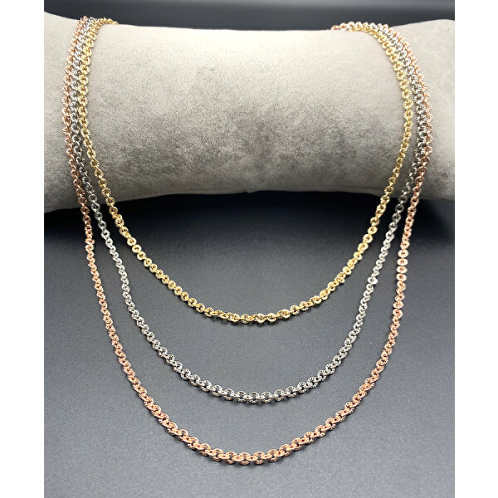 Mossmour Kadın Rodyum Kaplama Gold Gümüş Bronze Renkli Lazer Işlemeli 3 Lü Set Kolye - Sarı - Beyaz - Rose Bijuteri Kolye Fiyatı