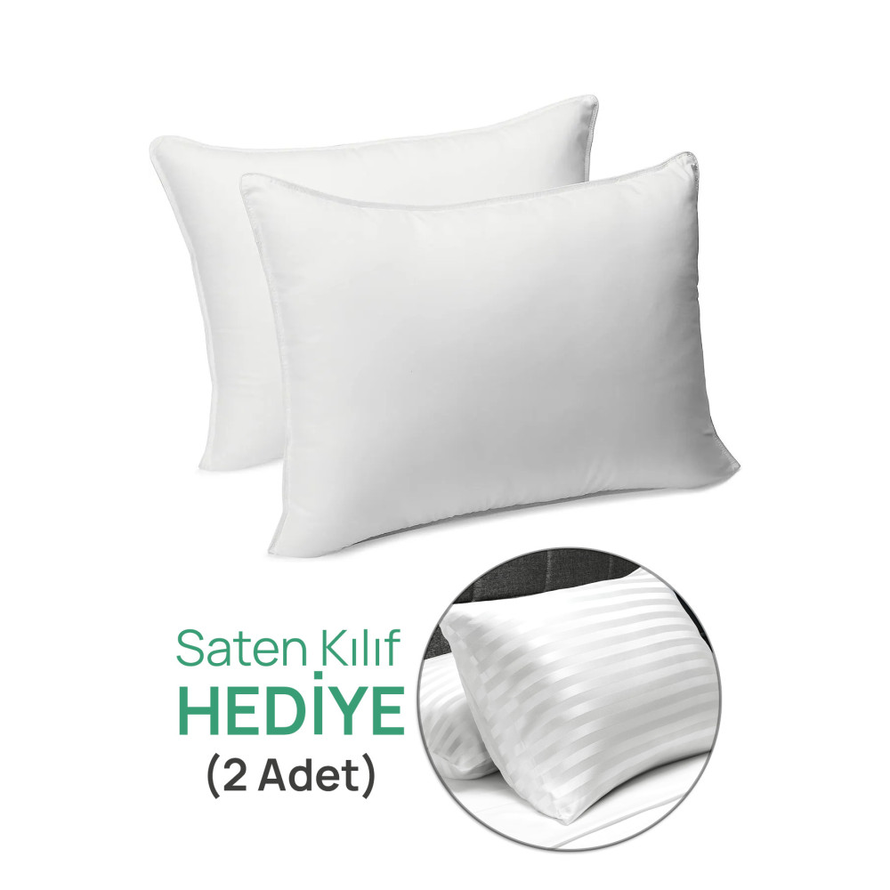 Mossyna 2 Adet 900gr Microfiber Boncuk Silikon Konforlu Otel Yastık 2li Saten Yastık Kılıf Hediyeli Yastık Fiyatı