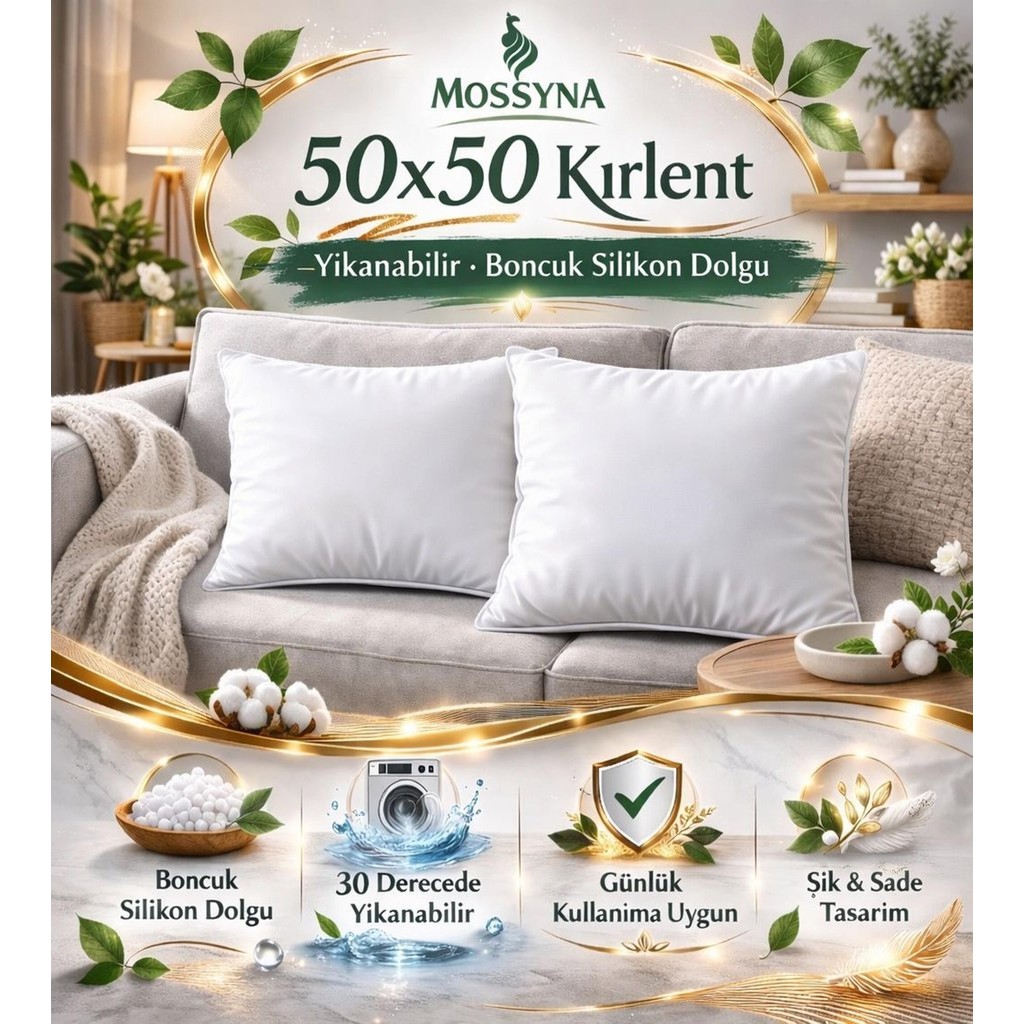 Mossyna 4'lü Kırlent Iç Yastık Boncuk Silikon Ultra Dolgun Farklı Ebat Seçeneği ve Yıkanabilir - 50 x 50 cm - Beyaz Yastık Kılıfı Fiyatı
