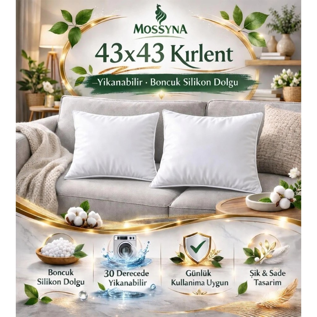 Mossyna 4'lü Ultra Dolgun Kırlent Iç Yastık Boncuk Silikon Farklı Ebat Seçeneği ve Yıkanabilir - Beyaz - 43 x 43 cm Yastık Kılıfı Fiyatı