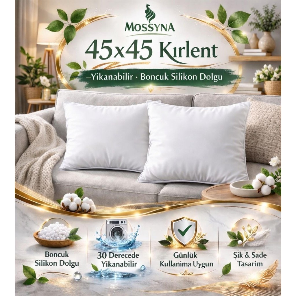Mossyna 4'lü Ultra Kırlent Iç Yastık Boncuk Silikon Dolgun Farklı Ebat Seçeneği ve Yıkanabilir - 45 x 45 cm - Beyaz Yastık Kılıfı Fiyatı