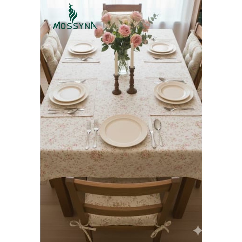 Mossyna Premium Duck Bezi Pötikareli Masa Örtüsü ve 4'lü 40X40 Minder Boncuk Silikon Masa ve Sandalye Seti - Çok Renkli - 160 x 160 cm Standart Sandalye Fiyatı