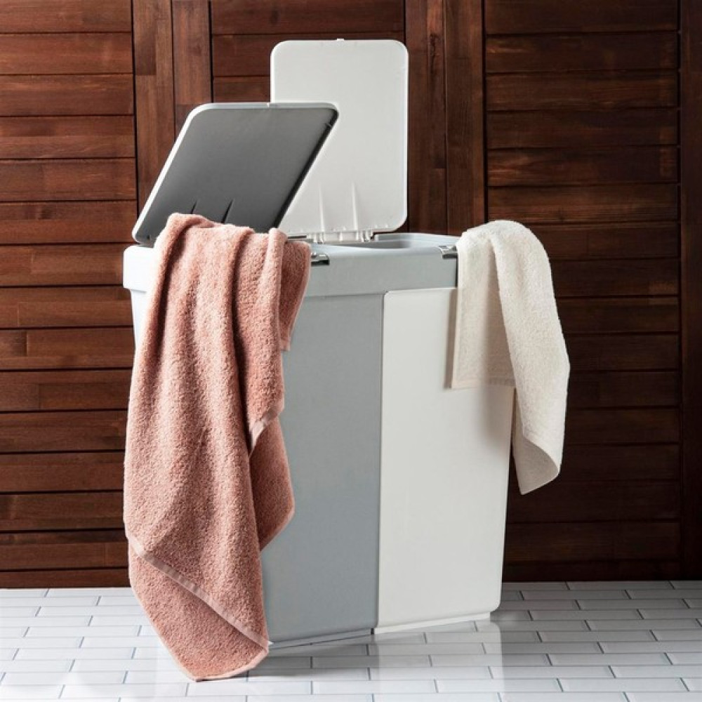 Motek Laundry İkili Çamaşır Sepeti Beyaz-Gri Sepet Fiyatı