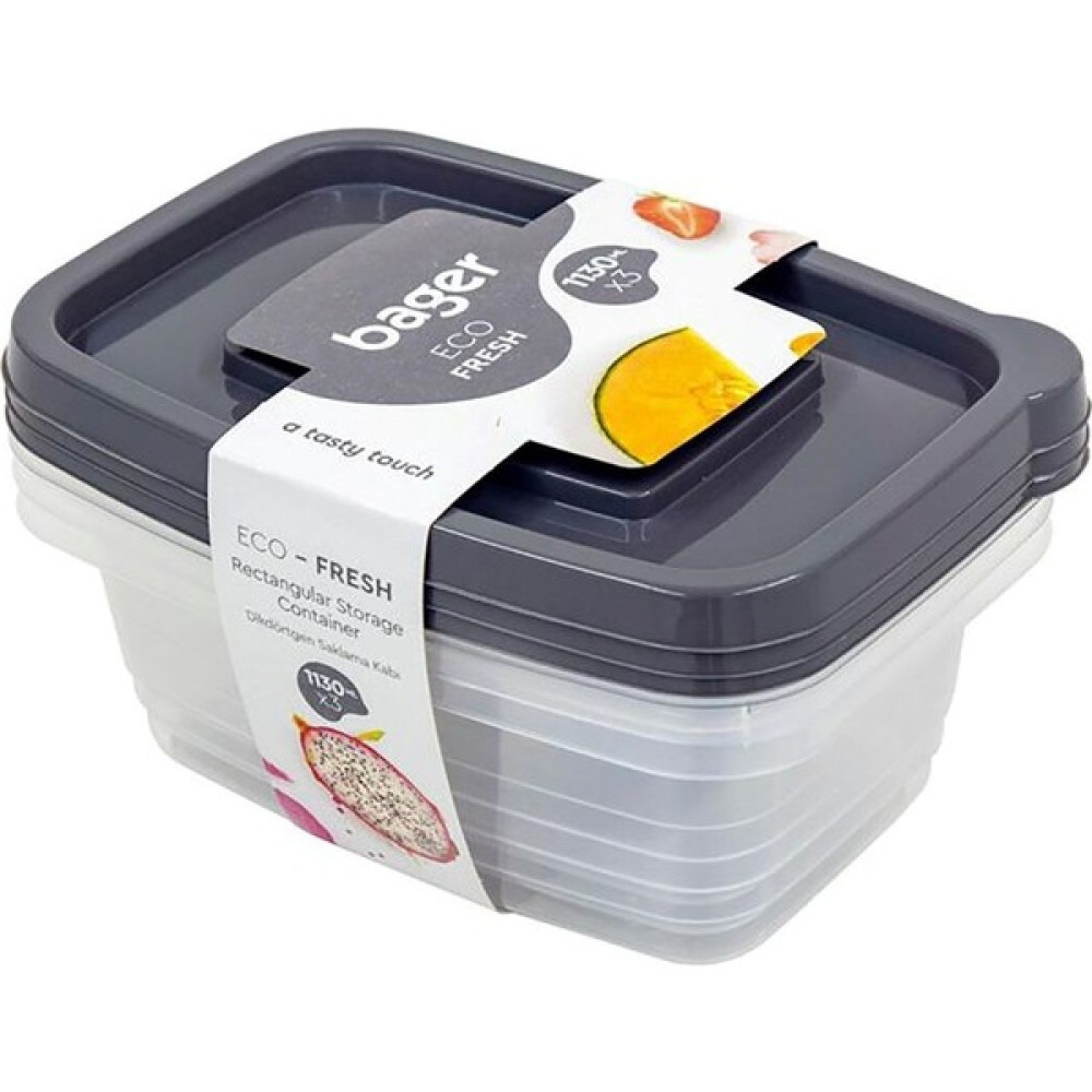 Mother Kitchen 3'lü Bager Plastik Dikdörtgen Saklama Kabı Seti- 1020 ml Saklama Kapları Fiyatı