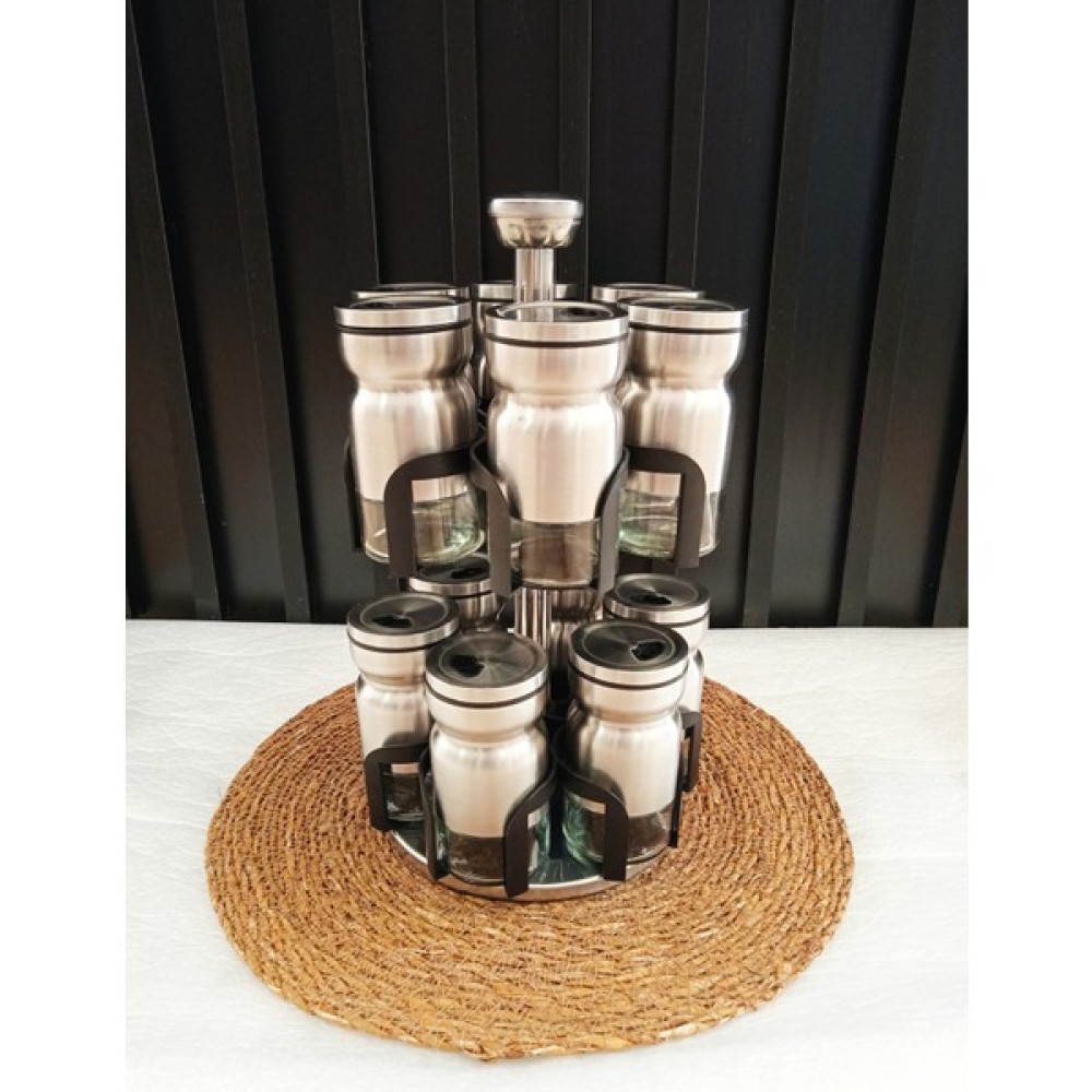 Mother Kitchen Çelik Baharat Seti Döner Standlı İki Katlı 12 Adet Baharat Setleri & Baharatlıklar Fiyatı
