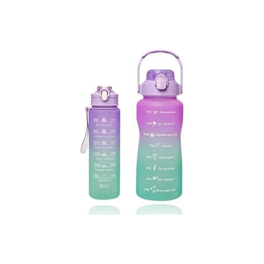 Mother Kitchen Su Matarası 2'li Motivasyonel Suluk 2lt 900ML Spor Salonu Su Şişesi Yavrulu Sticker Süslemeli Suluk Fiyatı