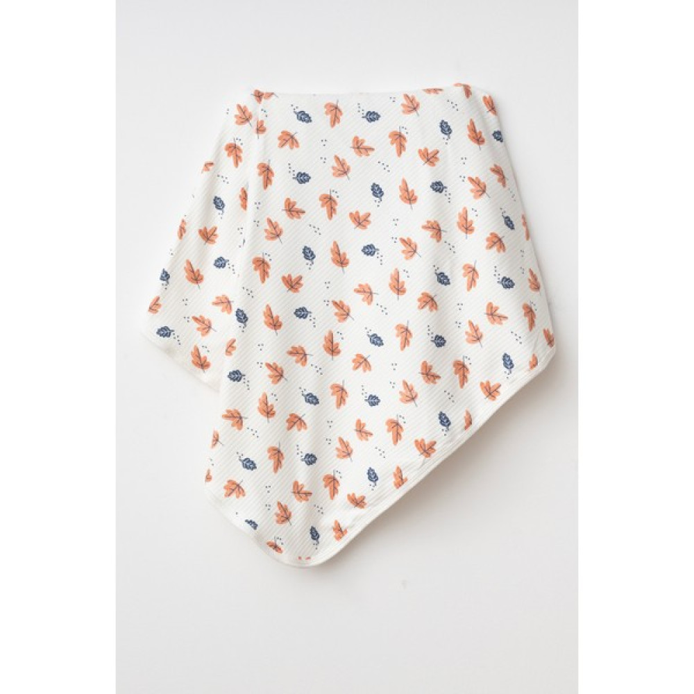 Mother Made Yaprak Desenli Unisex Bebek Battaniyesi Çift Katlı 2 Yönlü Penye Yenidoğan %100 Pamuklu Bebe Battaniyesi 90X110 - Renkli Bebek Battaniyesi Fiyatı