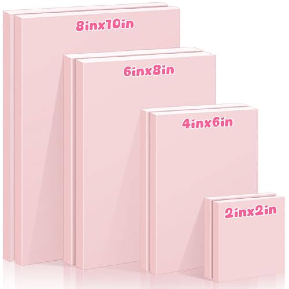 MotiMind 8 Pcs Pink Rubber Stamp Carving Blocks 4 Sizes Linoleum Block Soft Rubber Carved Bricks for DIY Printmaking Stamp Making and Craft Projects