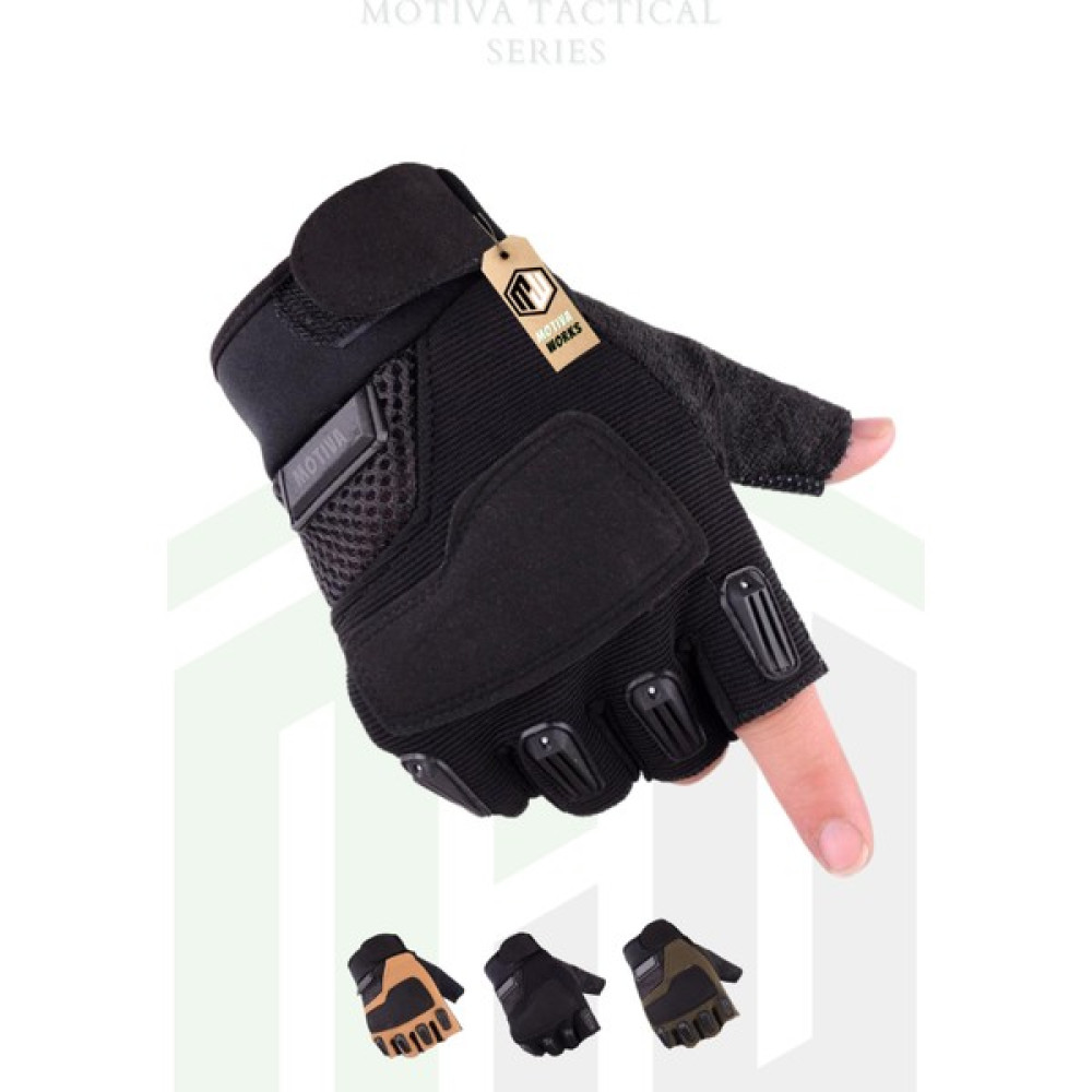 Motiva Outdoor Yazlık Spor Bisiklet Motosiklet Taktik Kısa Eldiven - L - Siyah Motorsiklet Eldivenleri Fiyatı