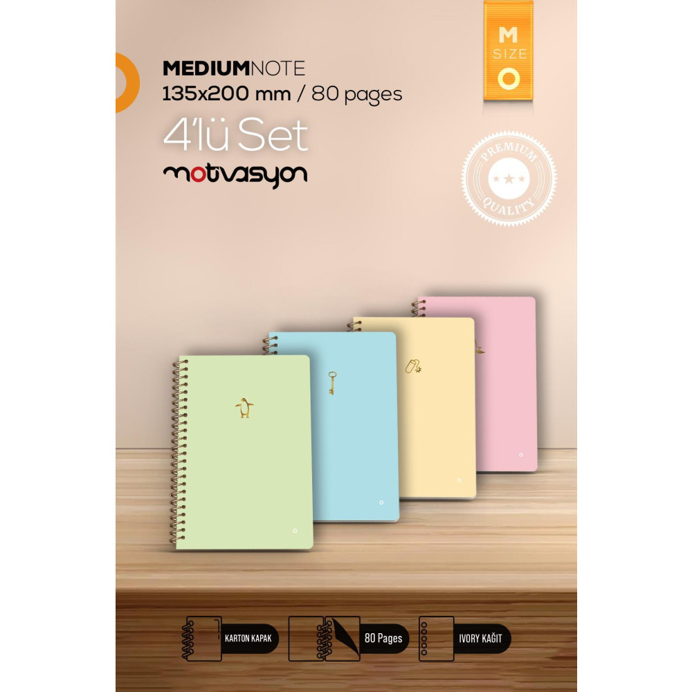 Motivasyon Yayınları Motivasyon Defter Color Serisi Medium 4lü Set 4 Farklı Renk Spiralli Defter Fiyatı