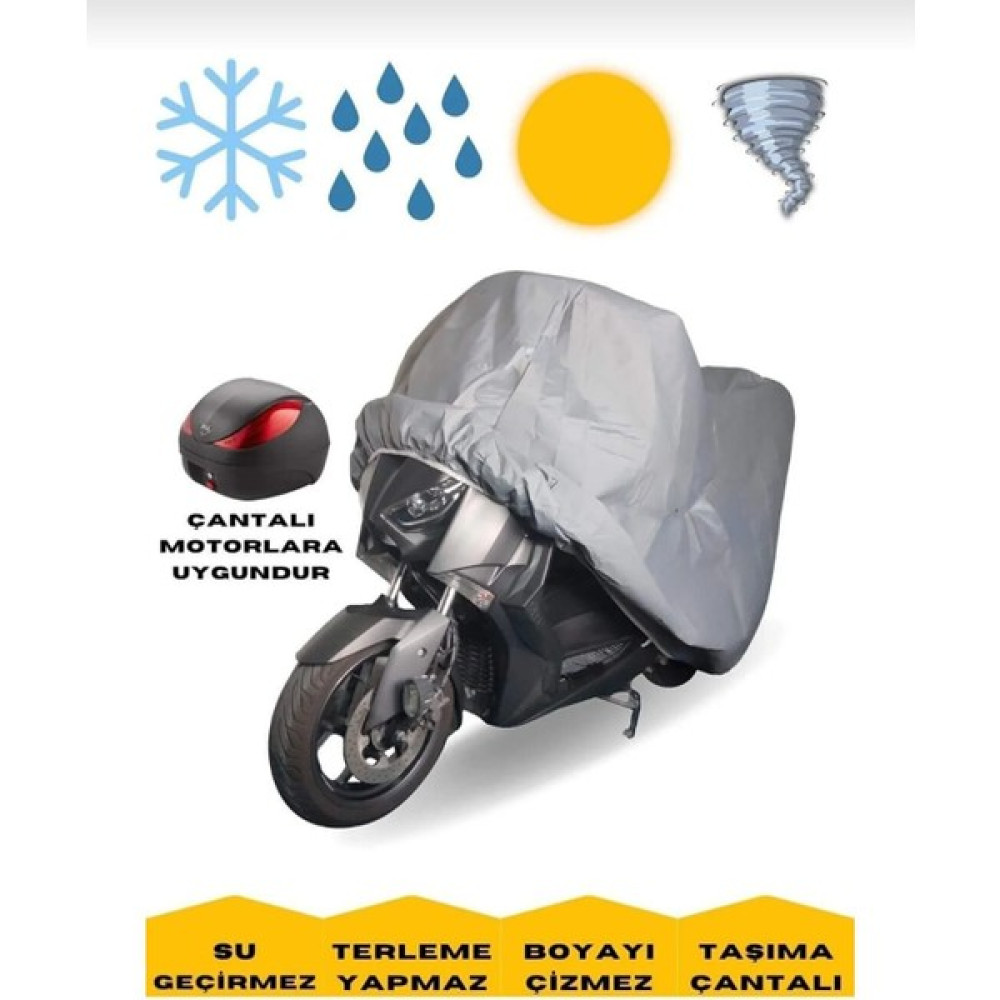 Moto Roys Rks Grace 202 Motor Brandası Arka Çanta Uyumlu Su Geçirmez Motosiklet Brandası - Açık Gri Motorsiklet Brandaları Fiyatı