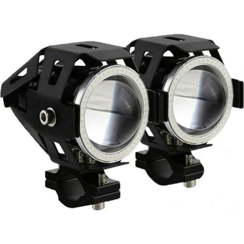 Motoanl Motosiklet LED Sis Farı 12 V Büyük Beyaz Angelli Beyaz Işık Kısa Uzun Çakar Mod U7 Motorsiklet Lambaları Fiyatı