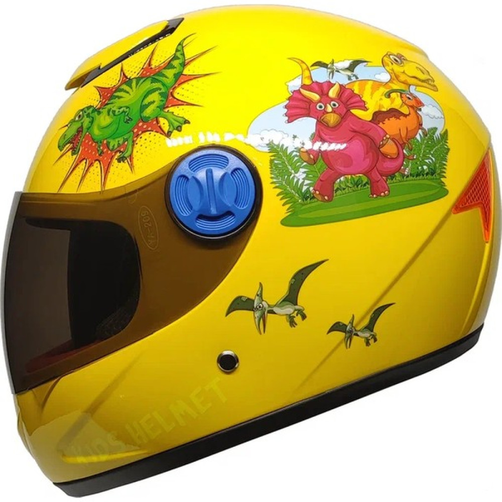 Motoanl Motosiklet ve Bisiklet Çocuk Kaskı Full Face Pp Material Abs Çocuk Kask Dino Yellow Motorsiklet Kaskları Fiyatı