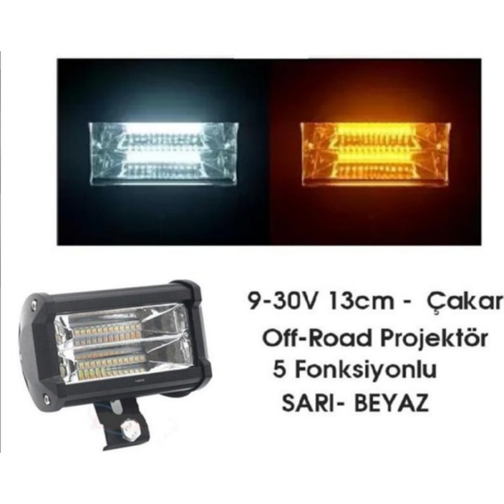 Motois Motosiklet Metal Gövde Sis Farı Çakarlı Off Road LED Sarı Beyaz 5 Fonksiyonlu - Renkli Motorsiklet Lambaları Fiyatı