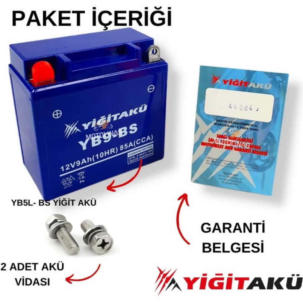 Motolinas Yiğit Akü 12V 9 Ah Motorsiklet Aküsü Yb9-Bs 2021/04 Akü Fiyatı