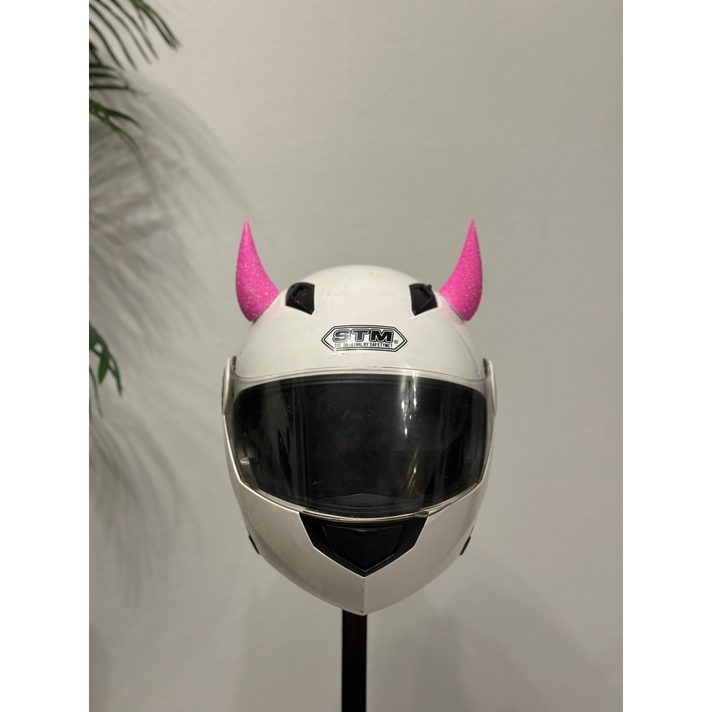 Motor & Motosiklet Neon Pembe Simli Şeytan Boynuzu Kask Dış Aksesuar Diğer Fiyatı
