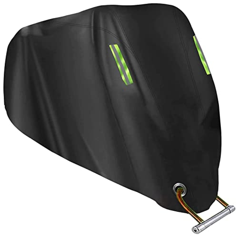 Motorcycle Cover All Season,Universal Weather Quality Waterproof Sun Outdoor Protection Scooter Shelter Tear Proof Night Reflective & Lock-Holes Storage Bag Fits up to 105" Motorcycles Vehicle