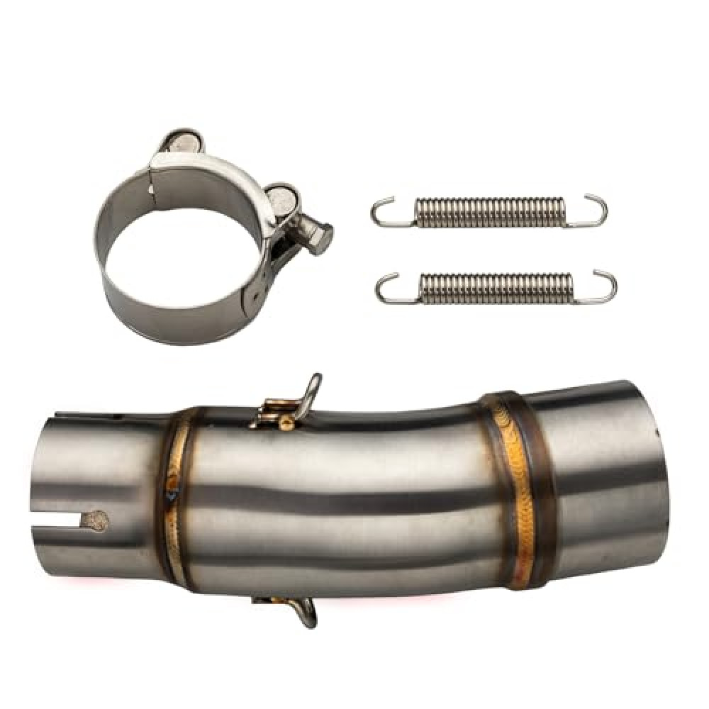 Motorcycle Exhaust Mid Pipe, Exhaust Muffler Adapter Connect Pipe with Clamps Compatible with Kawasaki EX250 EX300 Z250 Z300, Ninja 250 Ninja 300 2018-2022 Ninja 650 2018-2022 Ninja 400 Z400 2017-2022