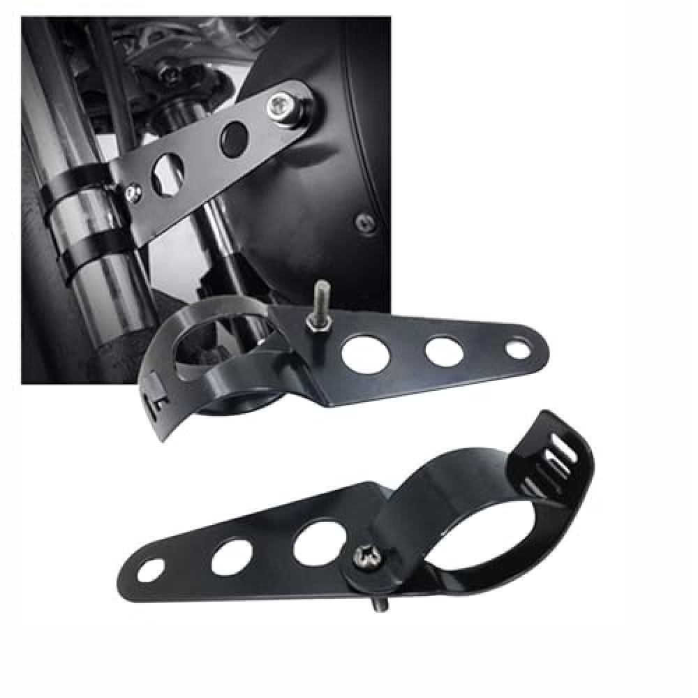 Motorcycle Headlight Bracket,Universal Headlight Ear Brackets, 2pcs Adjustable Motorcycle Headlight Mount Brackets Fork Racer 38mm-51mm(Black)