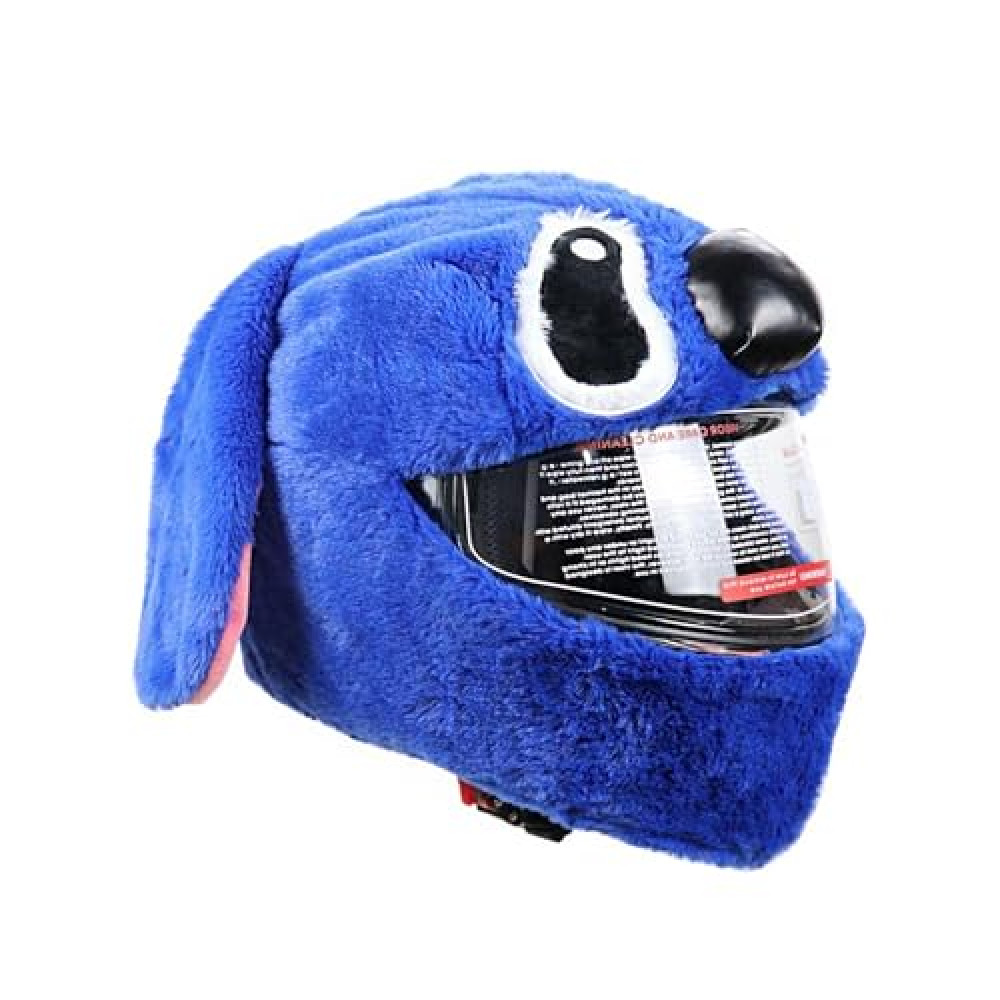 Motorcycle Helmet Cover, Men Women Crazy Fun Rides Gifts Anime Cute Motorcycle Helmet Accessories Funny Cartoon Plush Helmet Cover for Full Helmet (Helmet Not Included) (Blue)