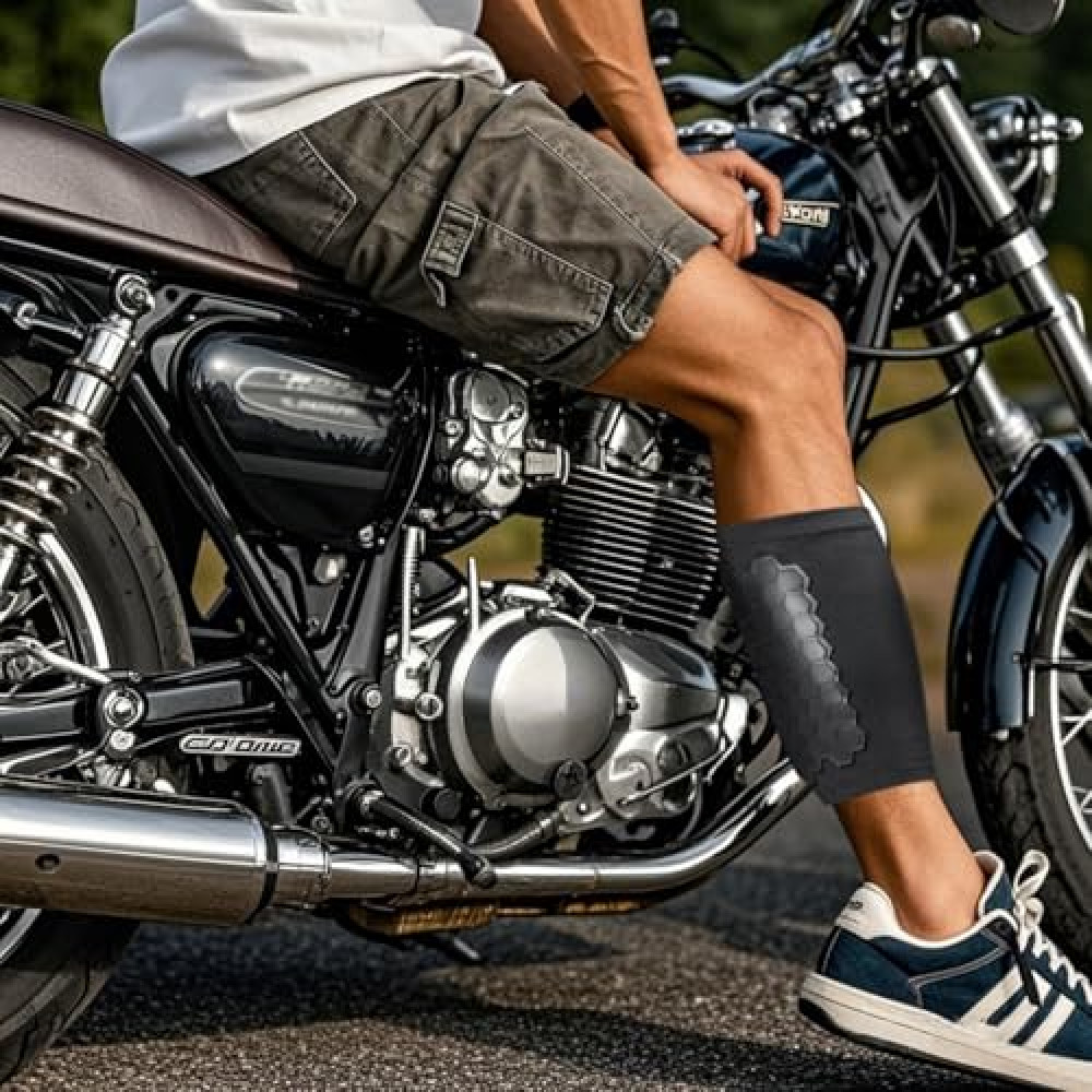 Motorcycle Leg Heat Shield.Adjustable Silicone Exhaust Burn Protection Guard for Harley, Cruiser, Dirt Bike. Fits Standard size Calf. Heat Shield for Legs, Calf Guard - Premium Motorcycle Accessories