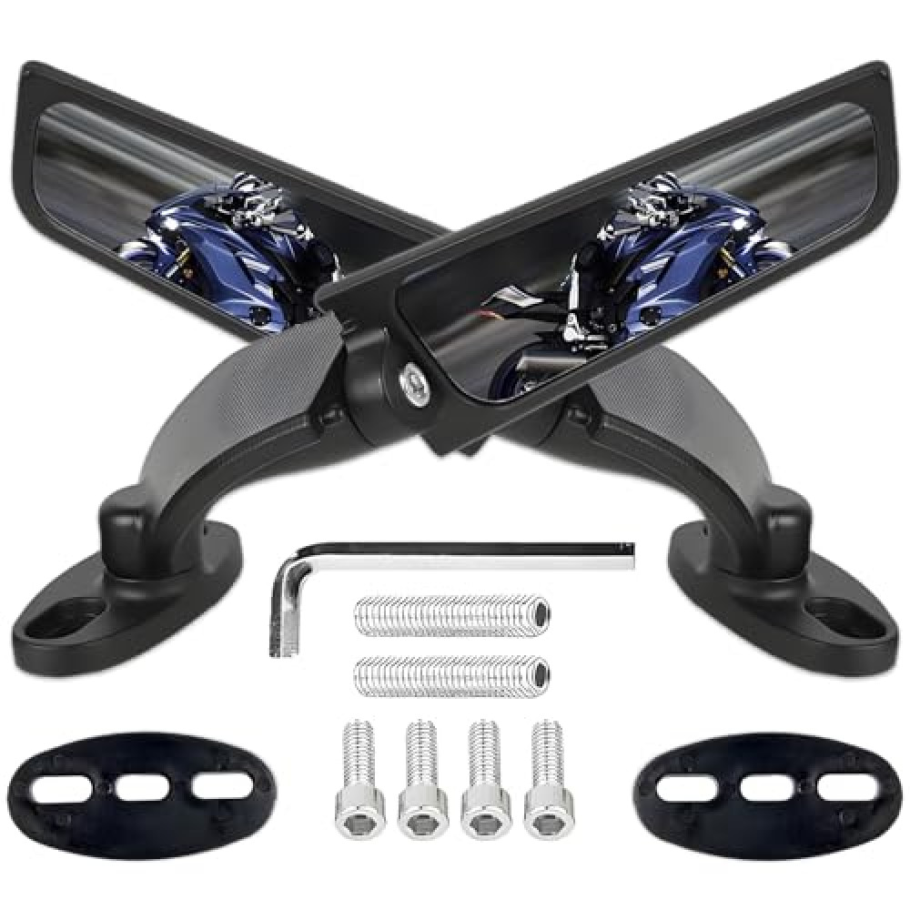 Motorcycle Rear View Mirrors, 360° Rotating Stealth Mirror, Adjustable Side Mirrors, for Honda CBR300R CBR500R CBR600RR CBR1000RR, Kawasaki Ninja 300 400 650, Suzuki GSXR 600 750 1000, Yamaha, Ducati