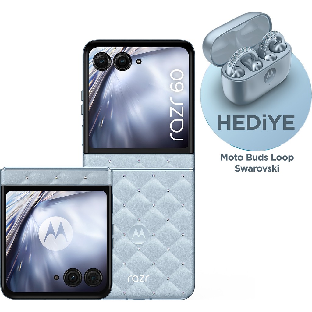 Motorola Razr 60 256 GB 8 GB Ram Swarovski Özel Seri (Moto Buds Loop Swarovski Kulaklık + Lenovo Tablet Hediyeli) - Swaroski Mavi RAM Bellekler Fiyatı