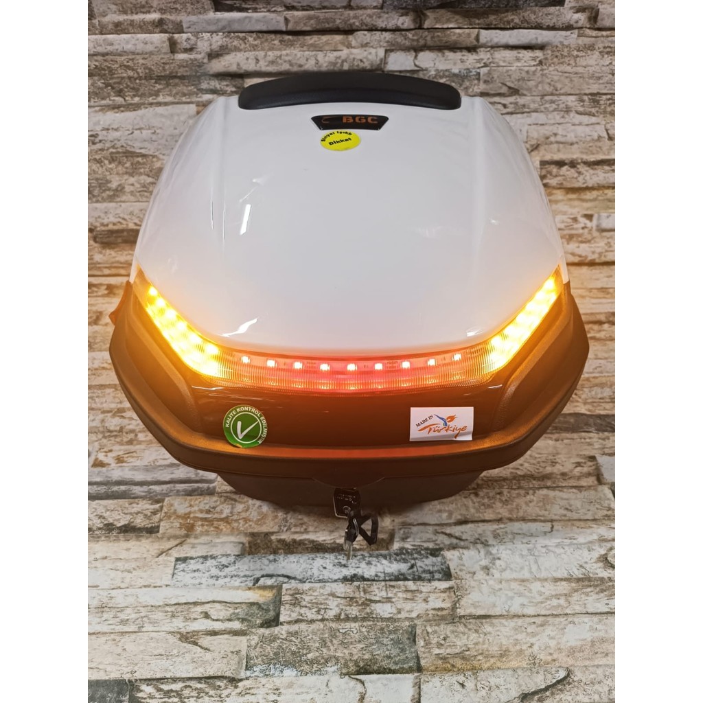 Motosiklet Arka Çanta 33LT Işıklı Stop Sağ Sol Sinyal Beyaz Diğer Fiyatı
