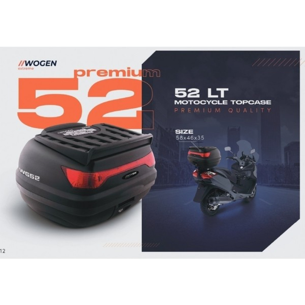 Motosiklet Arka Çanta Wogen 52 Litre Topcase Sırt Dayama Hediyeli Motorsiklet Çantaları Fiyatı