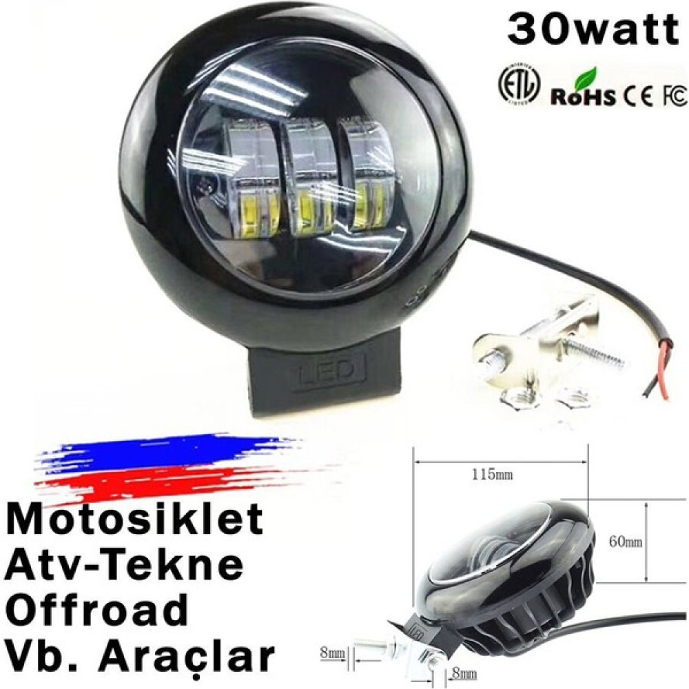 Motosiklet Atv Offroad Tekne Traktör Vb. Araçlar Için Sis Farı 1 Adet - Beyaz Motorsiklet Lambaları Fiyatı